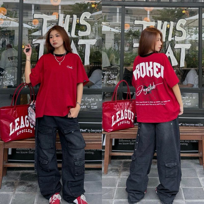 HEART BROKEN tee BOXY - Áo thun cổ tròn form rộng nam nữ unisex màu ĐEN/TRẮNG 🖤 Áo phông boxy Brand Jaystoree | BigBuy360 - bigbuy360.vn