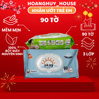 Khăn ướt trẻ em Akay, tinh chất lô hội vitamin E  80tờ/90tờ diệt khuẩn, dưỡng da hiệu quả