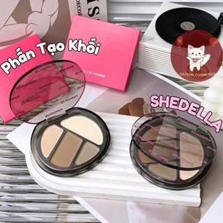 [SHEDELLA] Bảng Phấn Tạo Khối SHEDELLA Kèm Bắt Sáng, 4 Ô Vỏ Hồng 8.2g
