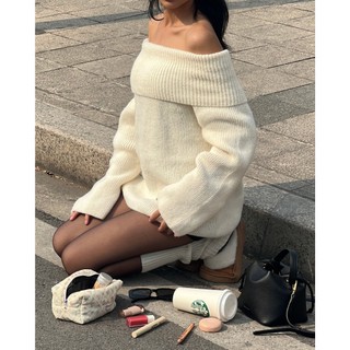  Áo len trễ vai dáng rộng Winter boo off shoulder top 