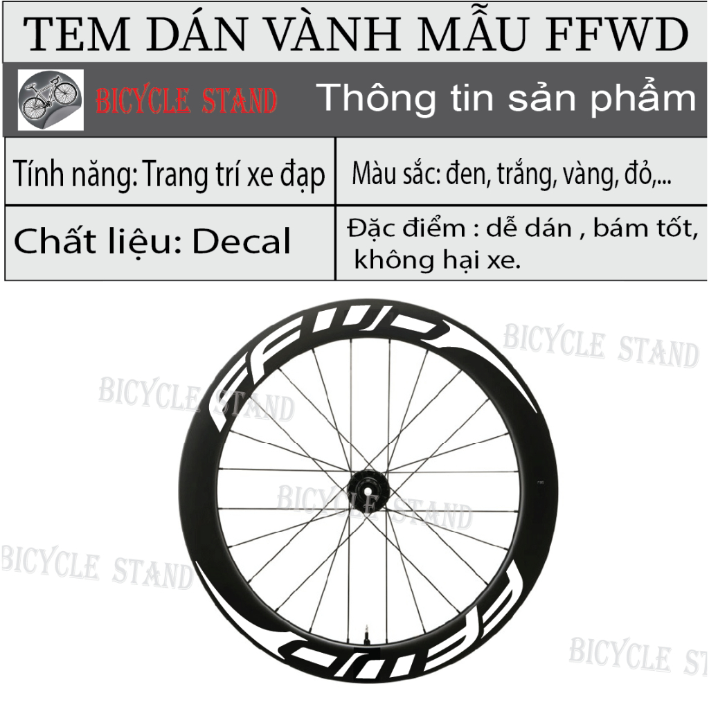 1 BỘ ( 8 MIẾNG DÁN ) Tem dán vành mẫu FFWD dán cho xe đạp 26inch,27,5inch,28inch,29inch (29)