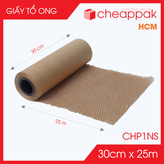 CHP1NS - 30cm x 25m - Cuộn giấy tổ ong kraft nâu chống sốc thay thế bóng khí xốp hơi đóng hàng