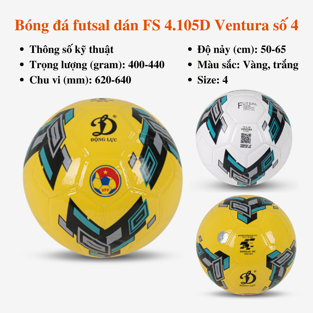 Bóng đá Futsal dán FS 4.105D Ventura – Sự lựa chọn hoàn hảo cho sân futsal