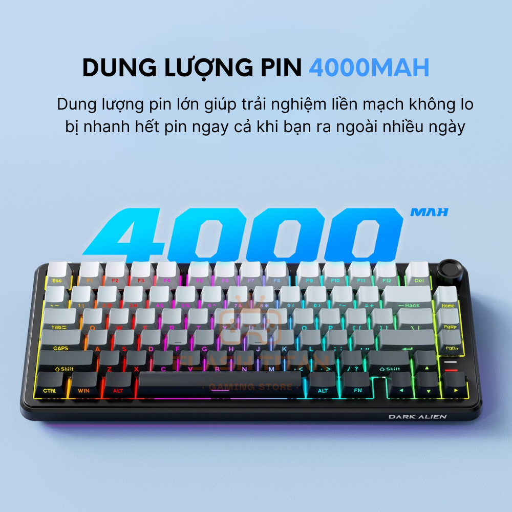 Bàn phím cơ không dây Dark Alien K820 - Hỗ trợ hotswap - 3 mode kết nối - Có núm xoay, mạch xuôi | BigBuy360 - bigbuy360.vn