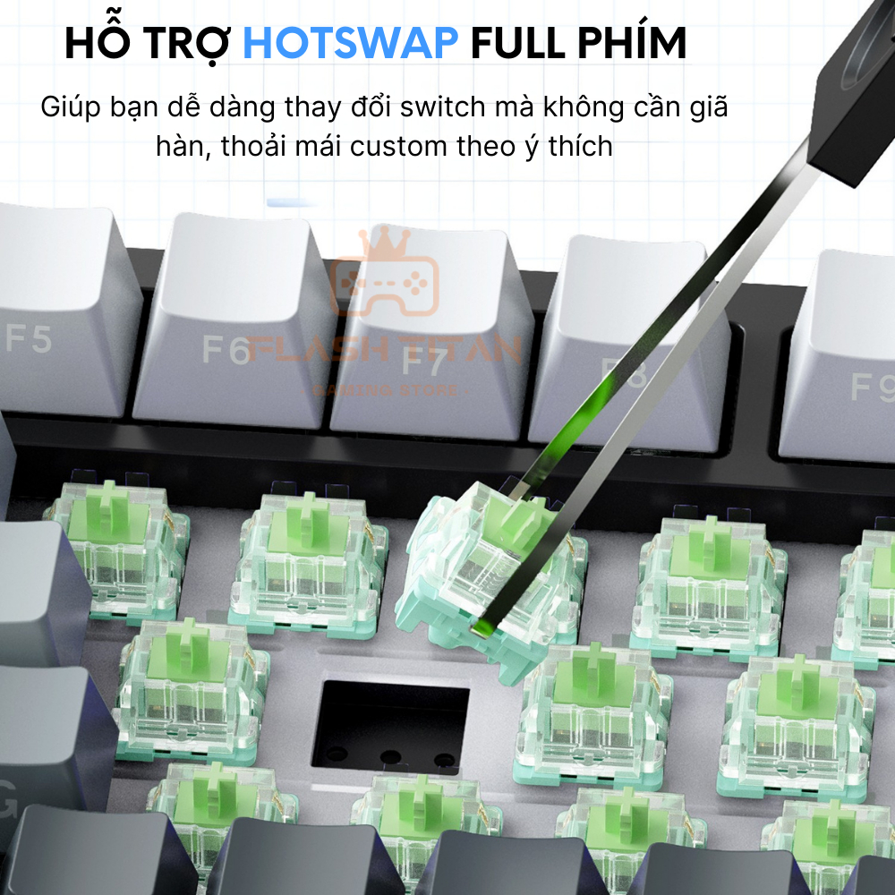 Bàn phím cơ không dây Dark Alien K820 - Hỗ trợ hotswap - 3 mode kết nối - Có núm xoay, mạch xuôi | BigBuy360 - bigbuy360.vn
