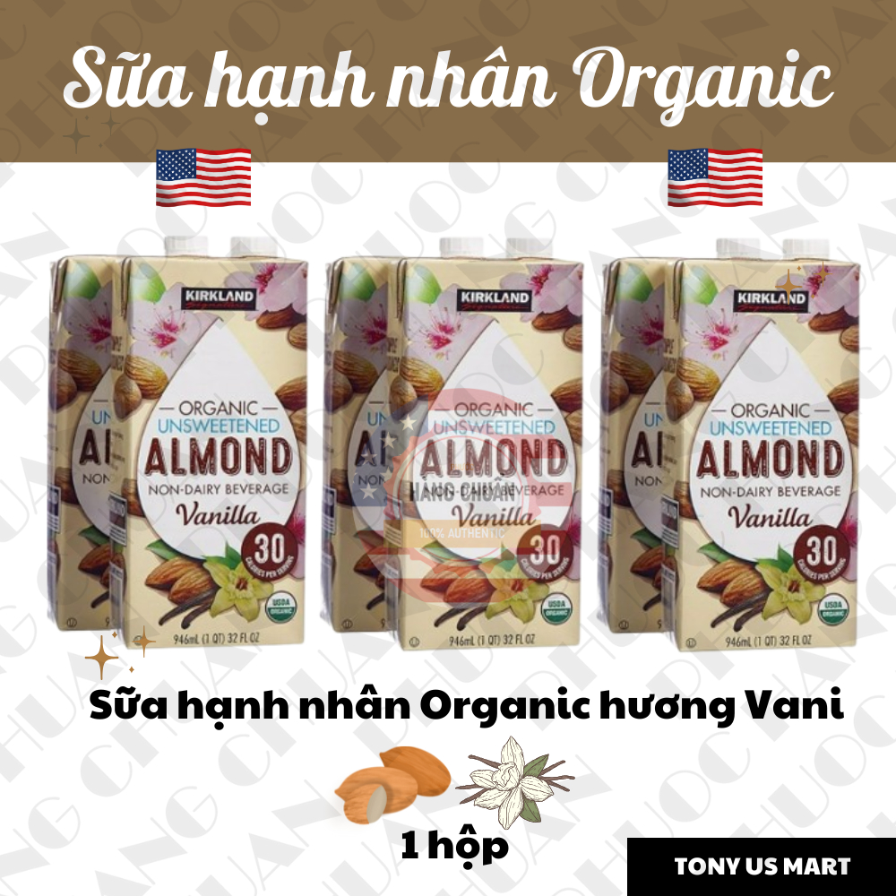 【HÀNG MỸ】Sữa hạnh nhân không đường Kirkland Organic Almond 946ml - Tony US Mart