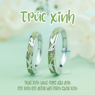 Nhẫn cặp Trúc Xinh cặp đôi, nhẫn bạc 925 nguyên khối - Mẩu chuyện tình của tôi - Freesize