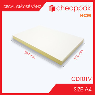 CDT01V - Xấp 50 tờ giấy decal đế vàng khổ A4 - Giấy in đơn hàng, nhãn dán, sticker đế vàng