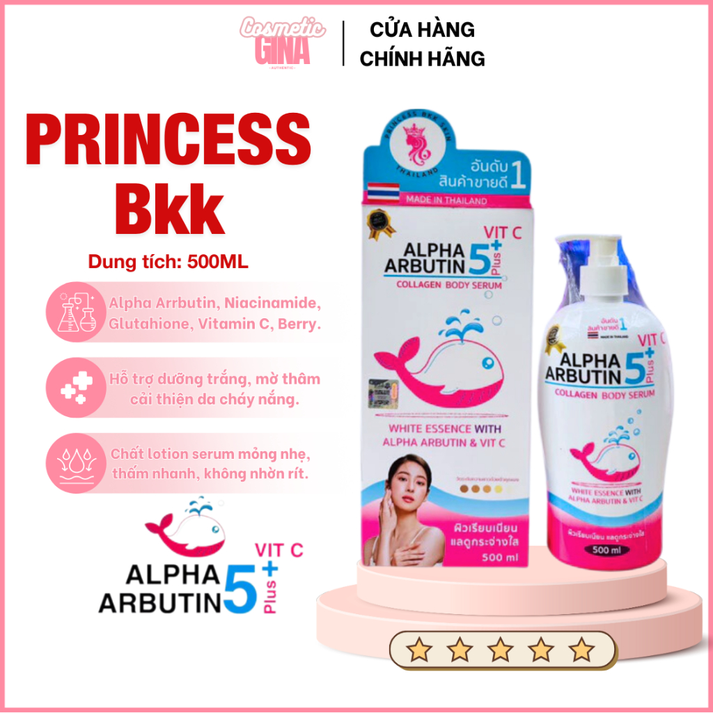 SỮA DƯỠNG THỂ TRẮNG DA BODY ALPHA ARBUTIN COLLAGEN LOTION Alpha Arbutin 5Plus+ Collagen Princess 500