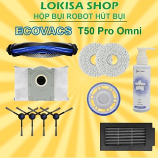 Phụ kiện robot hút bụi Ecovacs T50 Pro Omni - Màng lọc, chổi chính, chổi cạnh, đế khăn, túi rác, nước lau sàn Ecovacs