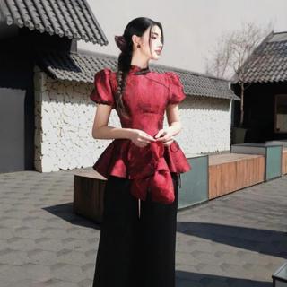  Set bộ cổ tàu gấm đỏ Tết Khanh thu 