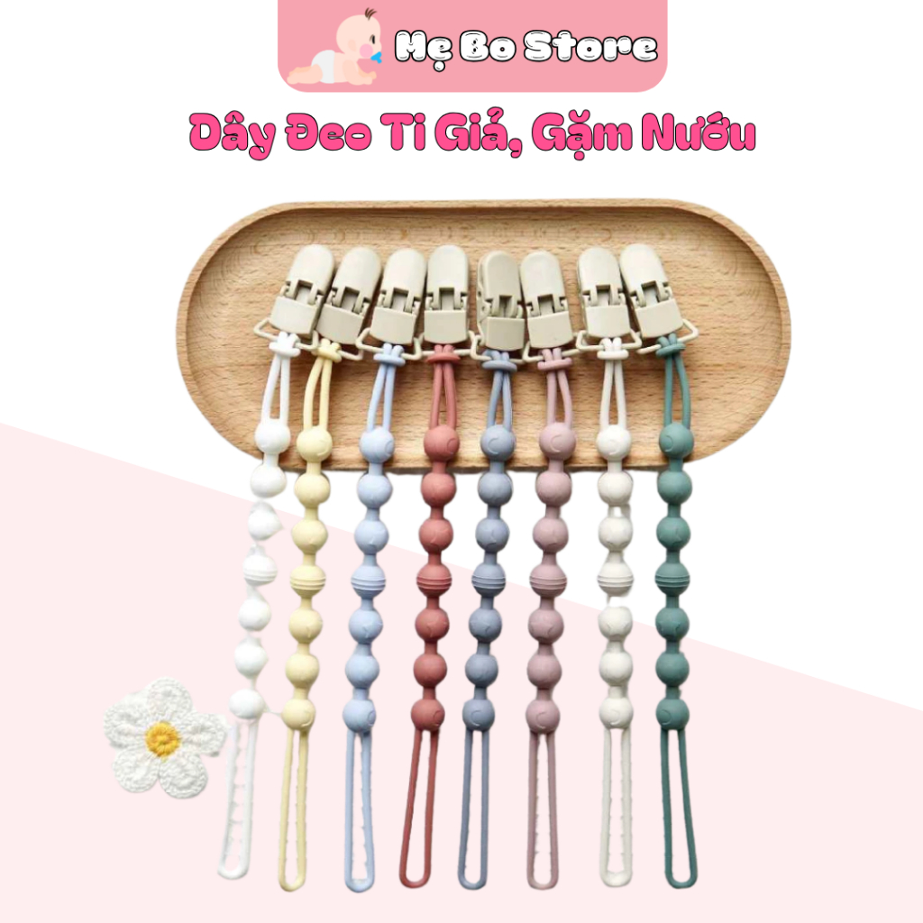 Dây Đeo Ti Giả, Gặm Nướu Cho Bé Bằng Silicon Hình Trăng Sao Chống Rơi An Toàn