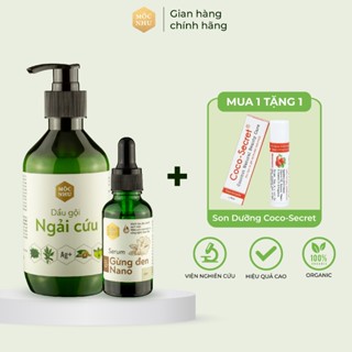 Bộ Đôi Dầu Gội Ngải Cứu + Serum Gừng Đen Nano Mộc Nhu - Dứt Điểm Gàu Ngứa, Nấm Da Đầu (Gội 300ml, Serum 30ml)