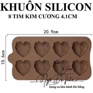 Khuôn sillicone socola 8 tim kim cương 4.1cm ( DANANGBAKINGTOOL 2501.005 )
