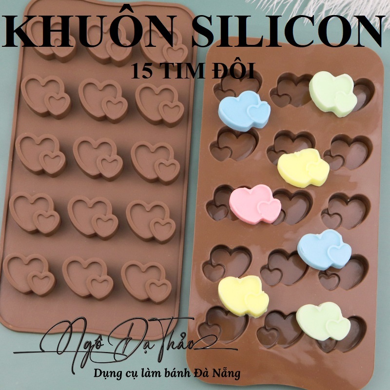 Khuôn sillicone socola 15 tim đôi ( DANANGBAKINGTOOL 2501.002 )