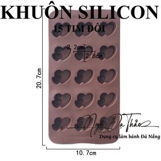 Khuôn sillicone socola 15 tim đôi ( DANANGBAKINGTOOL 2501.002 )
