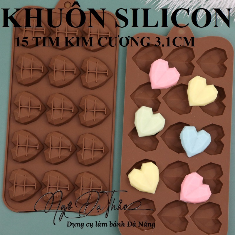Khuôn sillicone socola 15 tim kim cương 3.1cm ( DANANGBAKINGTOOL 2501.006 )