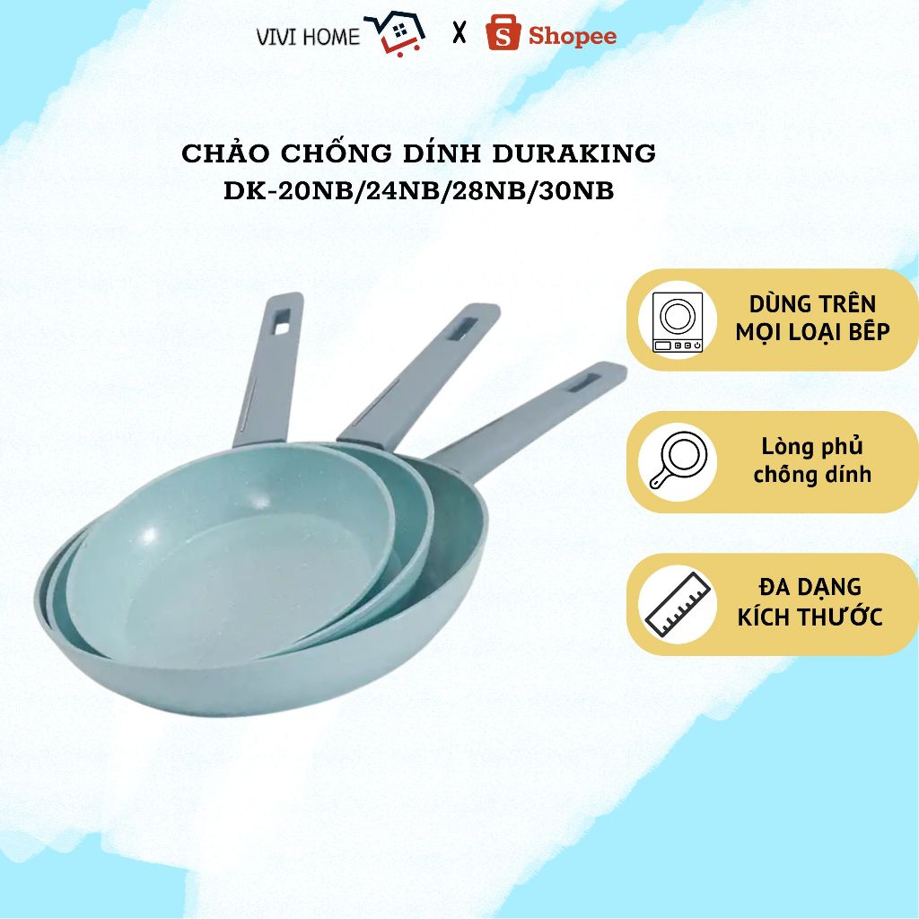 Chảo hợp kim (chống dính Gốm) thương hiệu DURAKING, model DK- 20NB/DK- 24NB/DK- 28NB/DK- 30NB