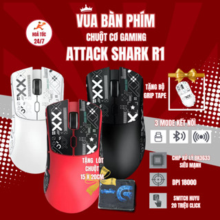 Chuột máy tính không dây gaming Attack Shark R1 bluetooth, siêu nhẹ,18000 dpi, chip Paw3311 siêu mạnh, có app điều chỉnh
