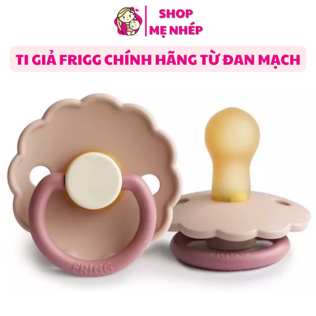 Ti giả Frigg nhập khẩu Đan Mạch núm tròn chất cao su mềm mại an toàn tặng kèm vỏ sò