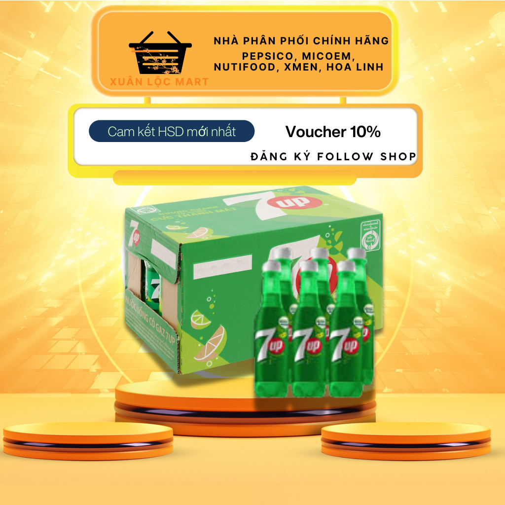 Thùng Nước Ngọt Có Ga 7UP 330ml Pepsico Chính Hãng Thùng 36 Chai