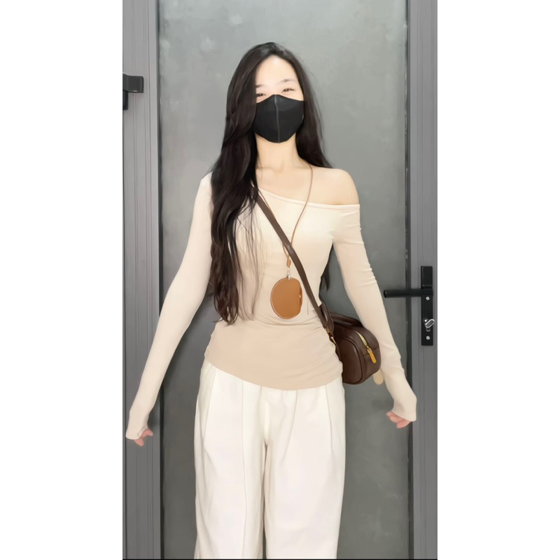 [VẢI COTTON MỊN L.1] Áo Lệch Vai Kiểu Dài Tay ôm body siêu Quyến Rũ vải thun zip mịn cho nữ m658 | BigBuy360 - bigbuy360.vn