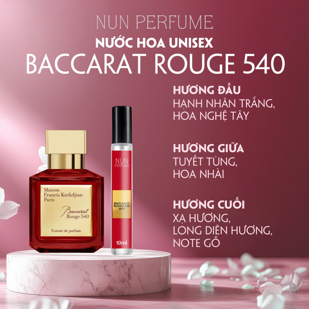 Nước hoa unisex NUN BACCCART ROUGE 540 Hương hoa nhài ,Hoa nghệ tây ( AUTH)