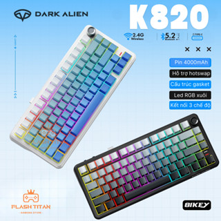 Bàn phím cơ không dây Dark Alien K820 - Hỗ trợ hotswap - 3 mode kết nối - Có núm xoay, mạch xuôi