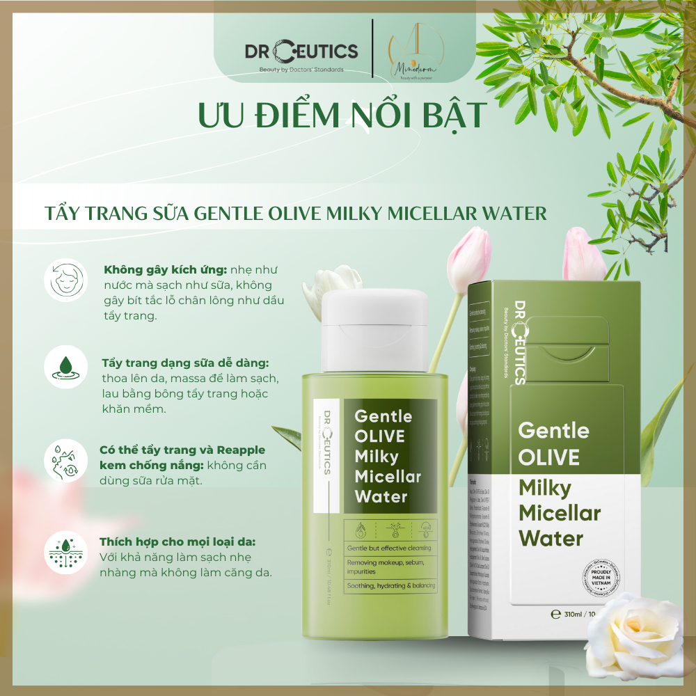 Ảnh 2 của Nước tẩy trang DRCEUTICS Ultra-Mild Olive Cleansing Water làm sạch sâu, không gây khô da