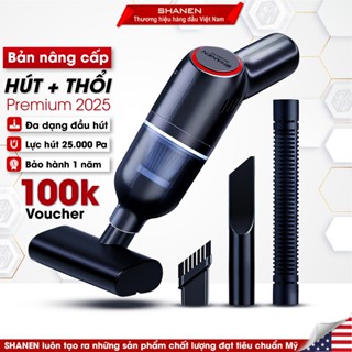Máy hút bụi cầm tay mini không dây chính hãng SHANEN, Lực hút siêu mạnh 20.000Pa, Công suất 120w