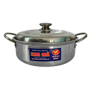  Nồi lẩu inox Kim Mã size 22cm và 24cm loại dầy đẹp kèm vỉ hấp tiện dụng 