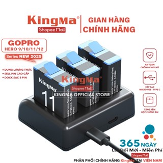 Bộ 3 Pin + 1 Dock Sạc Đôi KingMa GoPro Hero 9/10/11/12. Dung Lượng 1720mAh Phiên Bản V1. Bảo Hành 12 Tháng