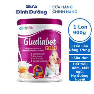 Sữa tiểu đường Gludiabet Gold 900g bổ sung Đông Trùng và Yến Sào giúp ổn định đường huyết, Sữa cho người tiểu đường