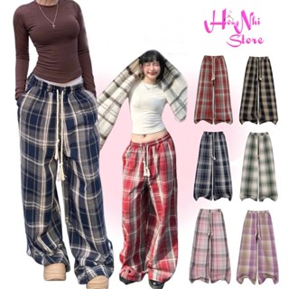 Quần Caro Dài Ống Rộng Nam Nữ Plaid Pant Unisex Chất Nỉ Dạ Form Rộng Ống Suông - MM Hồng Nhi Store