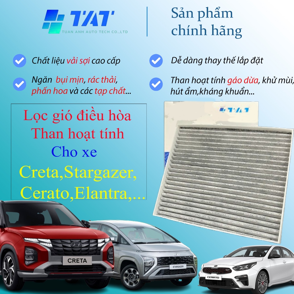 Lọc gió điều hòa xe Creta, Stargazer , Elantra, Tucson, Avante, Cerato (97133-F2000)