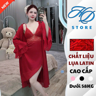   Hoả Tốc HCM  Đầm Ngủ Cao Cấp Nữ Váy Ngủ Sexy Áo 2 Dây Phối Voan Kèm Choàng Lụa Latin - HD STORE 
