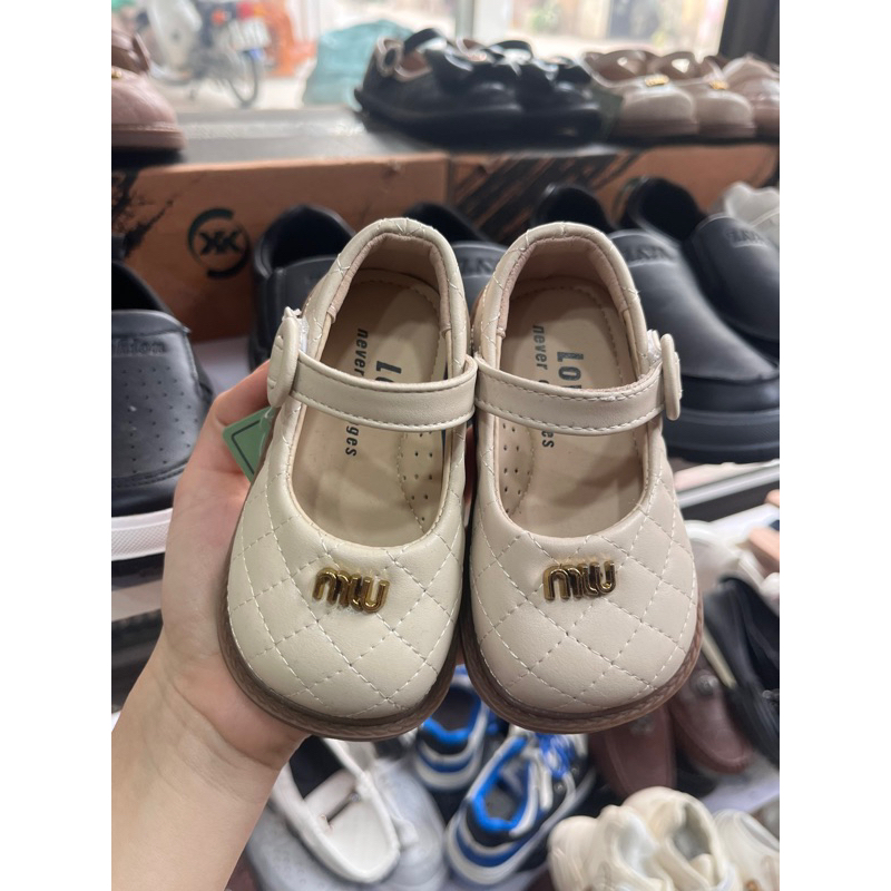 Giày miumiu trắng bé gái giày bệt búp bê