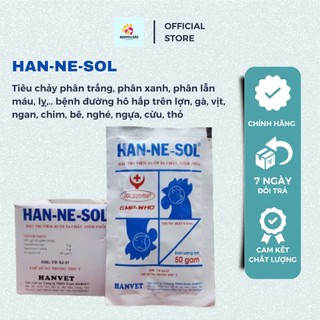 HAN-NE-SOL HANVET (gói 50gr) -Kiểm Soát Hô Hấp,Tiêu Hóa (phân xanh trắng ,phân lỵ) Gia súc,Gia cầm ,Thỏ ,Chim