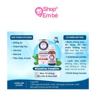 Men vi sinh 10 chủng BioAmicus Complete 10ml hỗ trợ cải thiện hệ vi sinh đường ruột (từ 0 tháng)