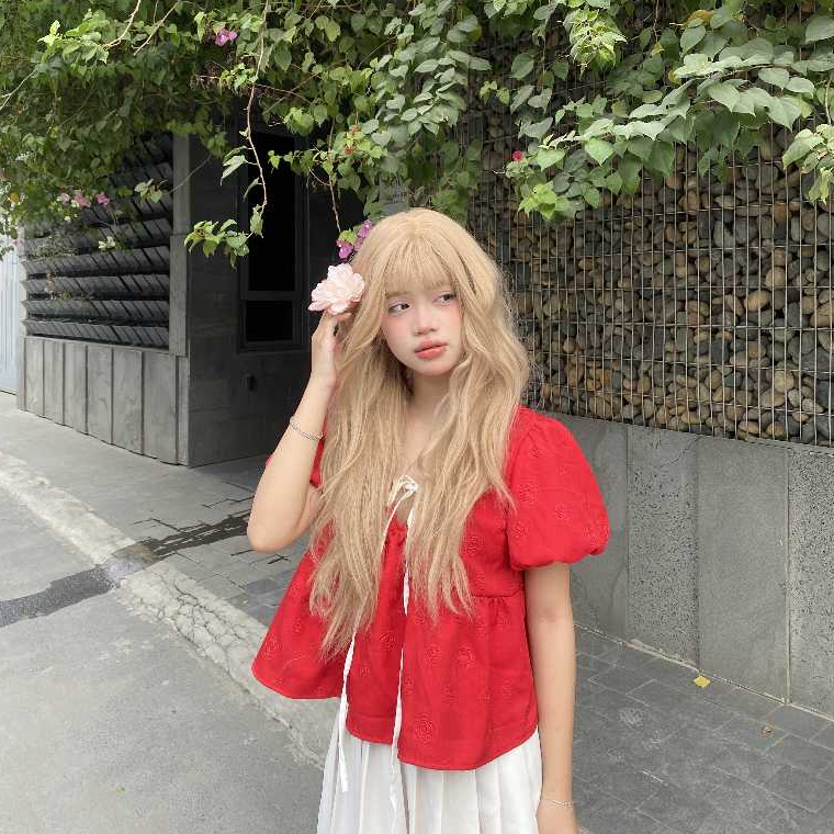 (có bigsize) Áo babydoll tay phồng cổ tym xinh xắn_ MINA Babydoll