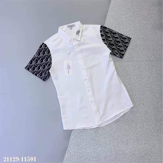 Áo Sơ Mi Cộc Trắng Hoạ Tiết
