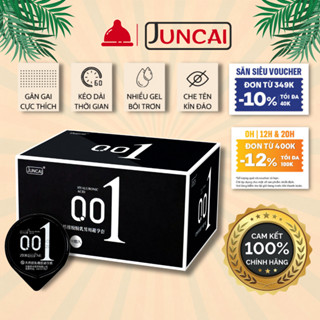 (Tặng quà) Bao cao su Juncai 0.01 Gân gai li ti, bcs siêu mỏng Passion Granule nhiều gel bôi trơn cao cấp, Hộp 10 BCS