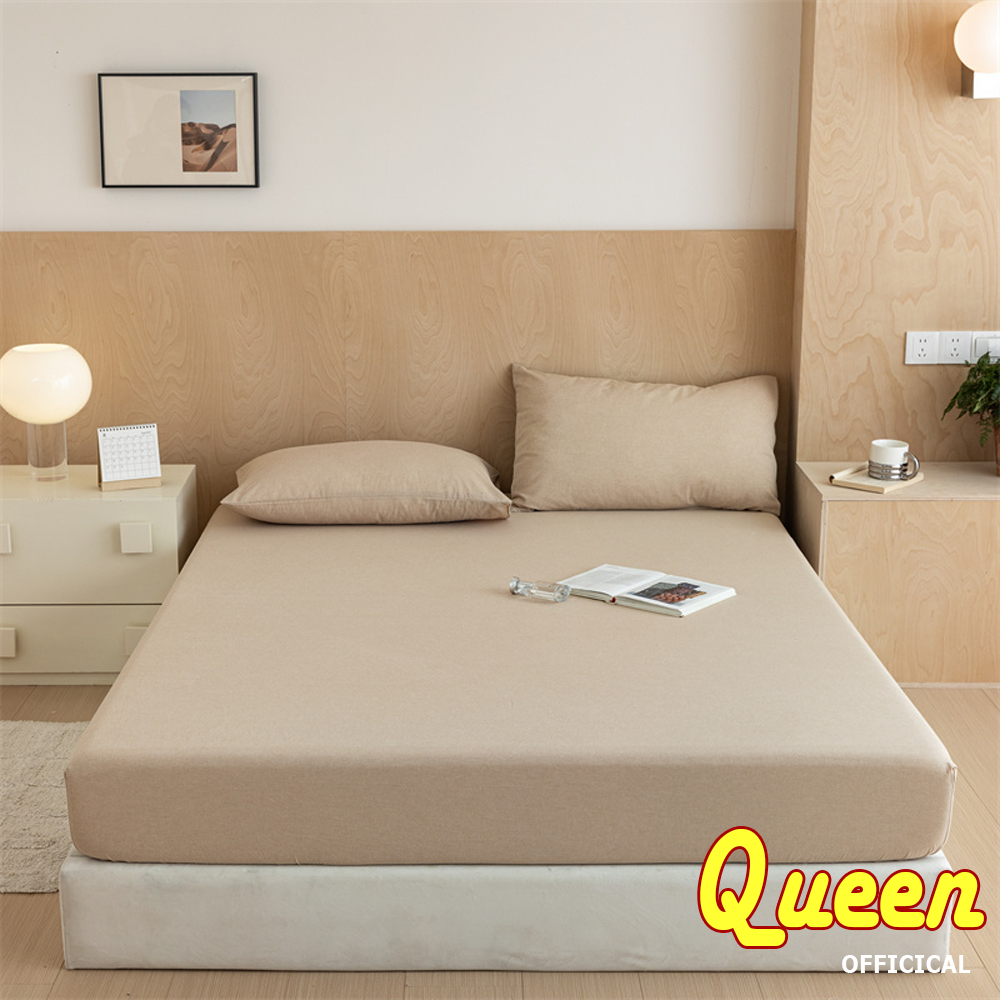 Bộ ga giường và vỏ gối Cotton Tici 💖m2, m4, m6x2m, m8x2m 💖, drap trải nệm dưới 10cm - Queendecorvn