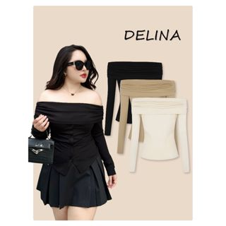 Áo thun trễ vai cotton 4C big size nữ DELINA, trẻ trung, sang trọng, big size nữ 50kg-90kg