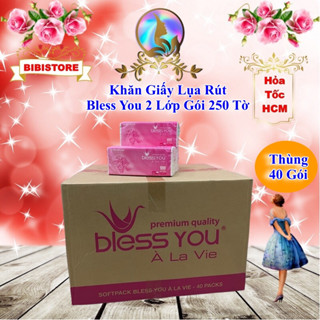 [Thùng 40 Gói] Có Mã QR - Khăn Giấy Lụa Rút Cao Cấp Bless You 2 Lớp Gói 250 tờ
