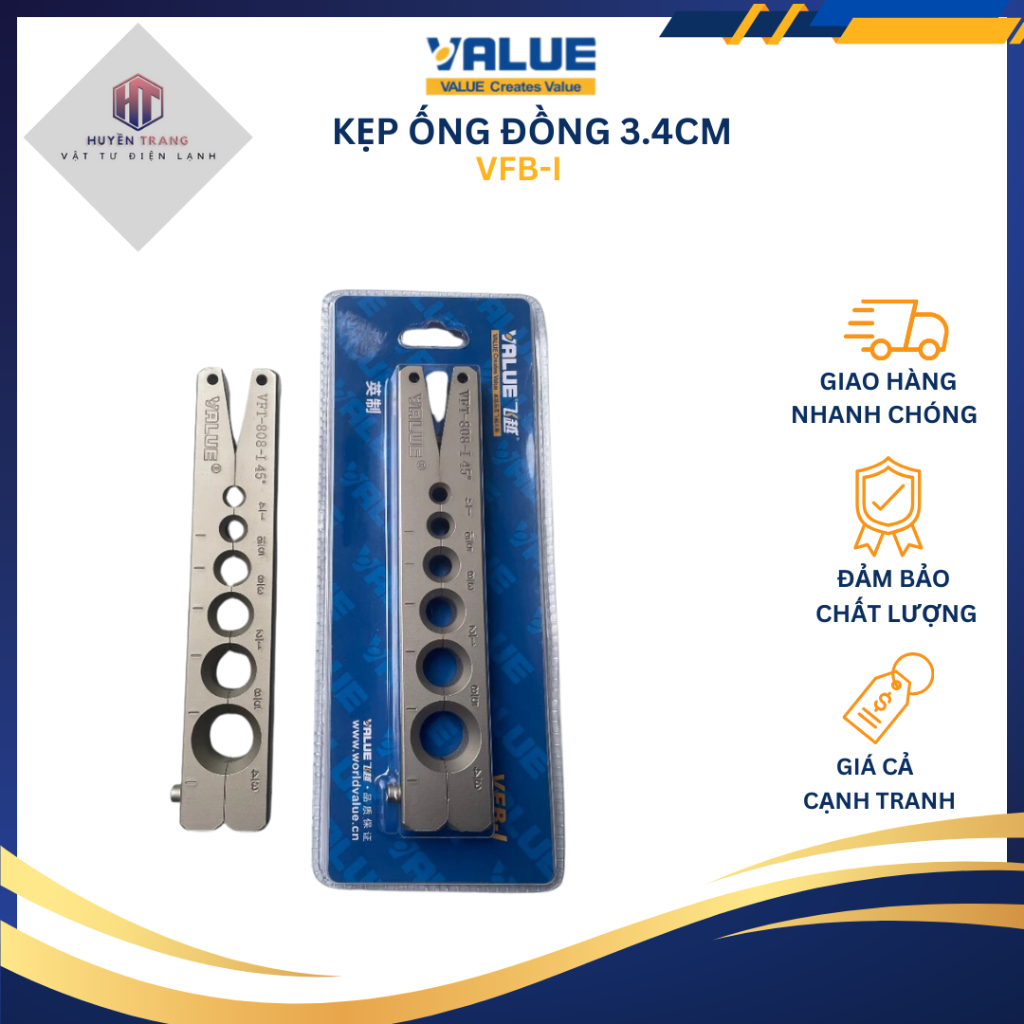 Kẹp loe ống đồng VALUE 808-I hàng chính hãng VALUE Model VFB-I bản 3,4cm ron cam