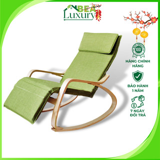  Ghế bập bênh thư giãn Ghế Poang dài Đọc Sách Có Gác Chân Thông Minh Khung Gỗ Bạch Dương Chắc chắn 