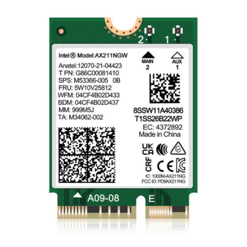 Intel® Wi-Fi 6E + Bluetooth 5.3 AX201