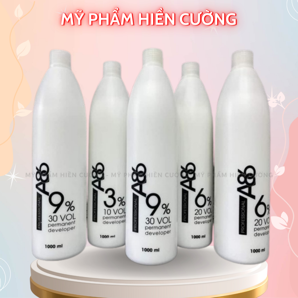 Oxy trợ nhuộm bạc hà A86 Developer, Oxi bạc hà chống xót da đầu chai 1000ml đủ 3%, 6%, 9%, 12%