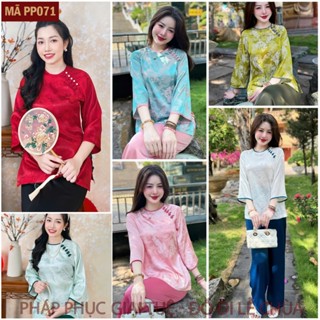 Pháp Phục Lễ Chùa BigSize Nữ, Mã Rồng Phượng Khuy Tết, Chất Liệu Áo Lụa Gấm 2 Da Quần Lụa Vân, Pháp Phục Bigsize (PP071)